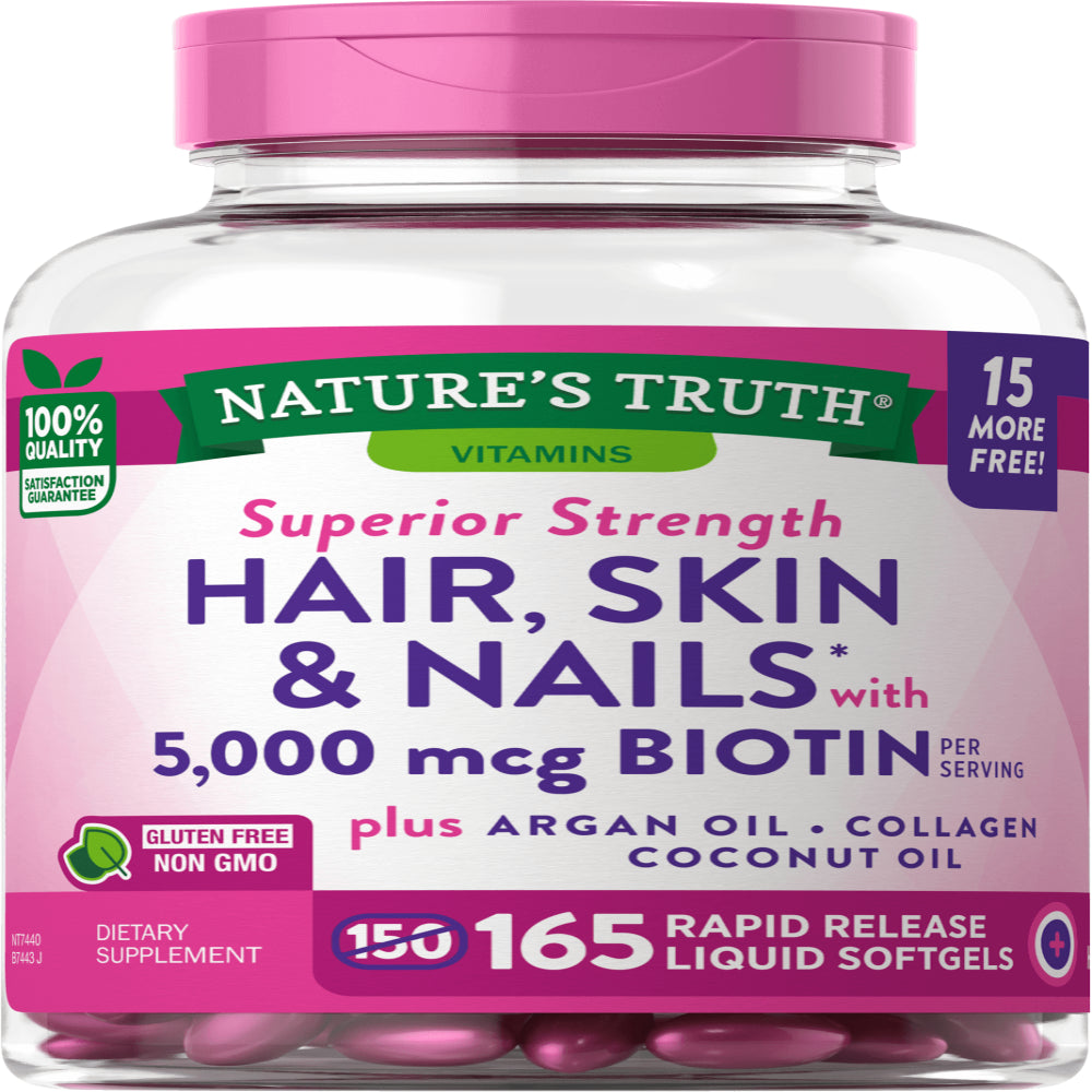 Nature'S Truth Hair Skin & Nails Lactose Free Biotin Non-Gmo 500Mcg, 165Ct