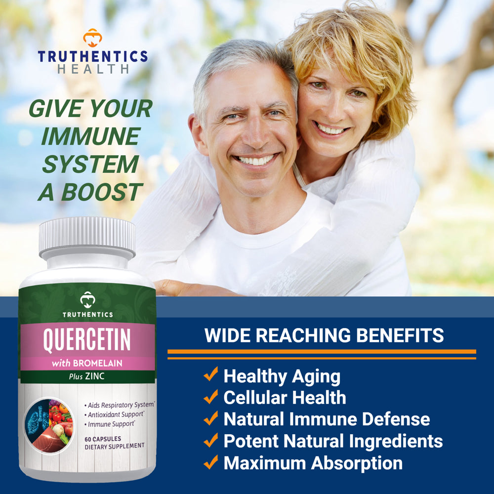 Truthentics Quercetin 800 Mg with Bromelain & Zinc plus Omega-3 Fish Oil Bundle - Immune & Respiratory Health - 60 Count Each