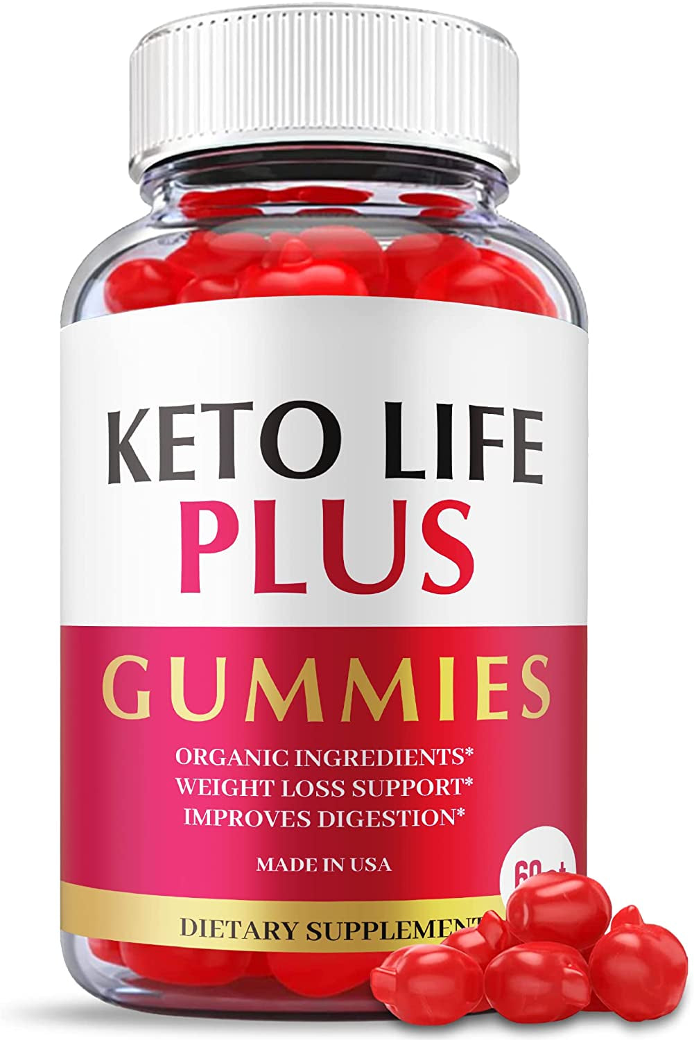 Keto Life plus Gummies - Official Formula, Vegan - Keto Life plus ACV Gummies with Apple Cider Vinegar, Weight Apple Loss Cider, Great Taste, Vitamin B12, Beet Root Juice, Pomegranate (60 Gummies)