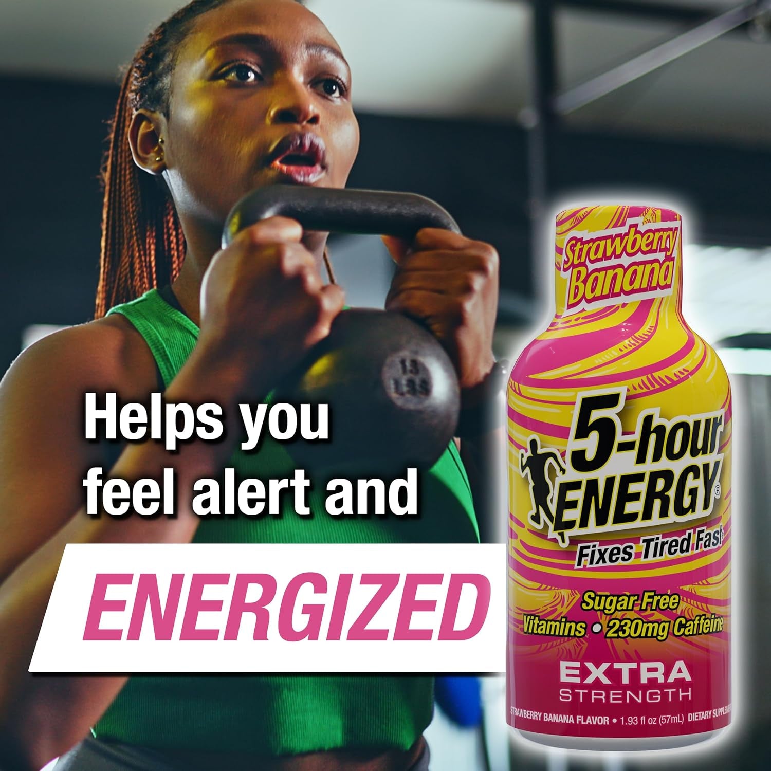 5-Hour ENERGY Extra Strength Energy Shot | Strawberry Banana Flavor| 1.93 Oz. | 24 Count | Sugar-Free & Zero Calories | B-Vitamins & Amino Acids | 230Mg Caffeinated Energy Shot | Dietary Supplement