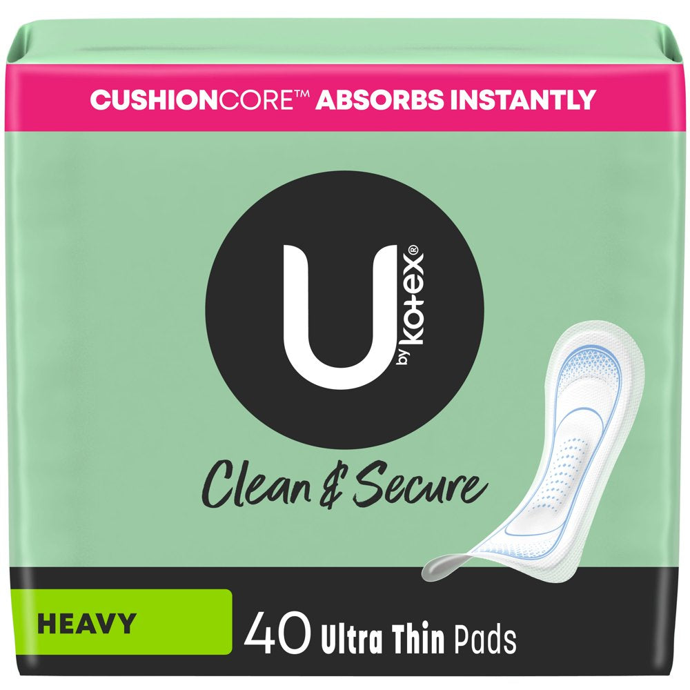 U by Kotex Clean & Secure Ultra Thin Pads, Heavy Absorbency, 40 Count