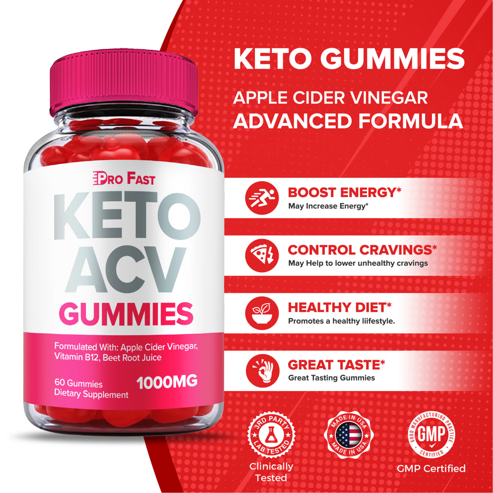 PRO FAST KETO ACV Gummies Apple Cider Vinegar 60 Gummies