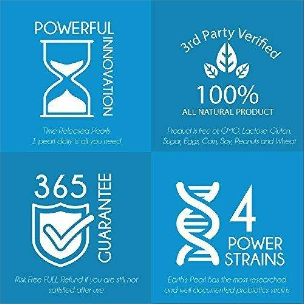 60 Day Supply - Earth?S Pearl Probiotic & Prebiotic - for Women, Men and Kids - Advanced Digestive Gut Health and Enzyme Support - One a Day Pearls - Billions of Live Cultures