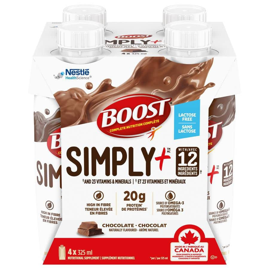 Protein Drink SIMPLY 12 Ingredients Chocolate Flavor, 4 X 325Ml/10.9Fl.Oz (Shipped from Canada)