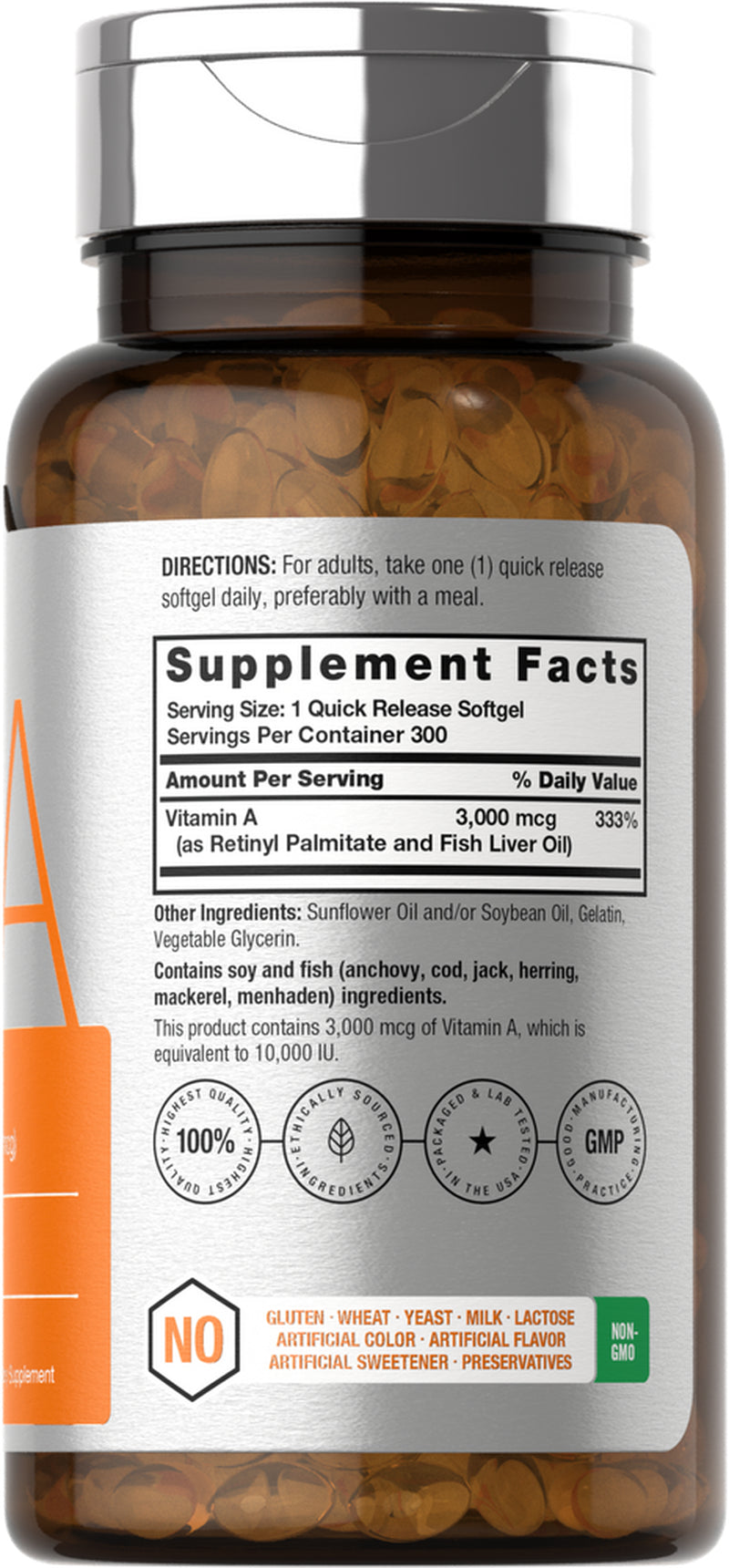 Vitamin a 10000 IU | 300 Softgels | Premium Supplement | by Horbaach