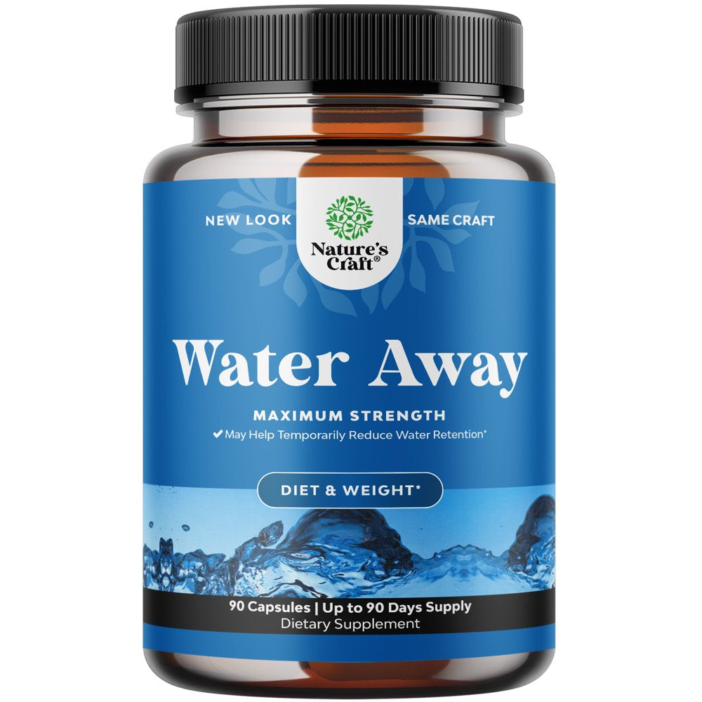 Water Away Pills Maximum Strength - Herbal Diuretic Pills for Water Retention for Fast Acting Bloating Relief for Women and Men - Easy to Take Water Retention Pills for Women and Men - 90 Servings