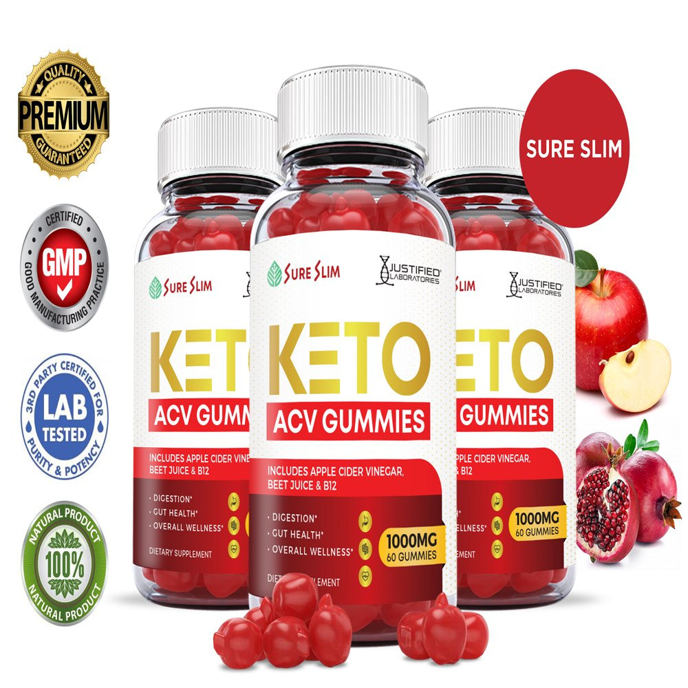 (3 Pack) Sure Slim Keto ACV Gummies 1000MG Dietary Supplement 180 Gummys