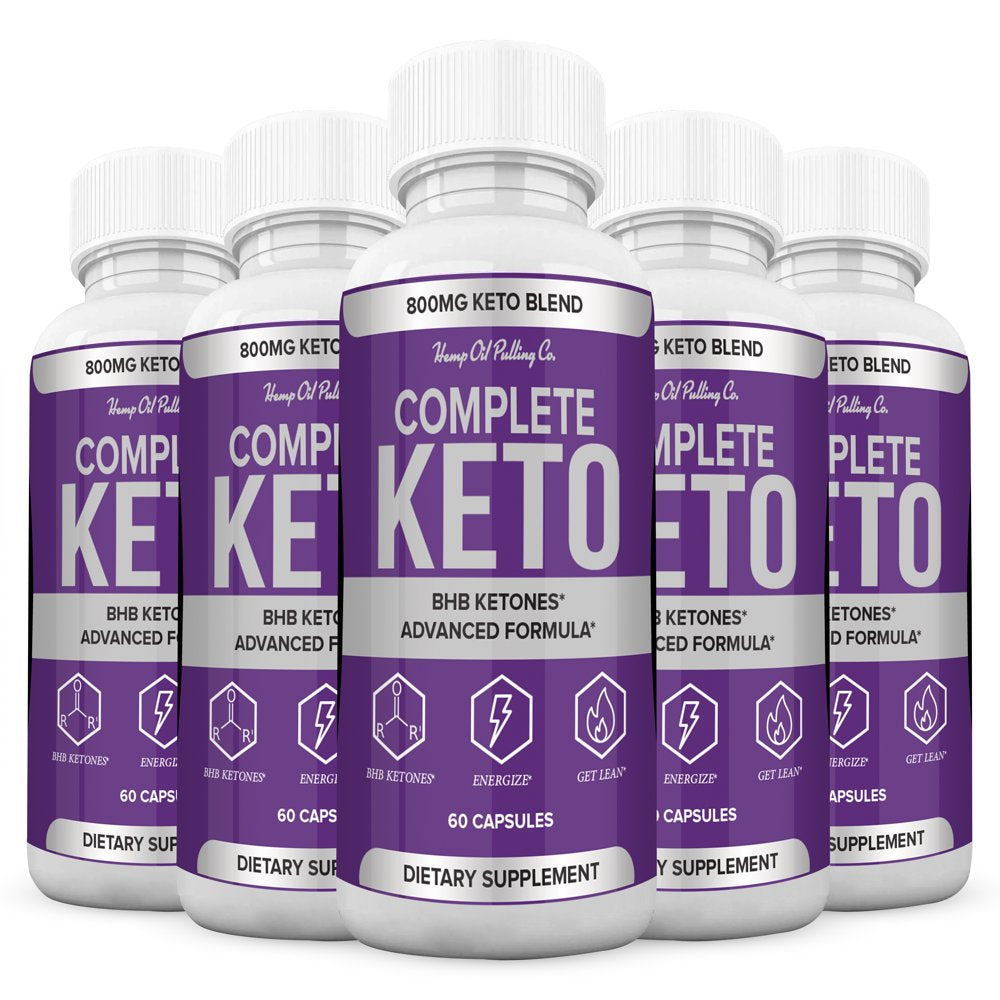 (5 Pack) Complete Keto Pills 800Mg, Keto Complete Diet Pills Capsules BHB Supplement, Complete Ketogenic Diet for Beginners, BHB Ketones Slim Pills for Energy, Focus - Exogenous Ketones for Men Women