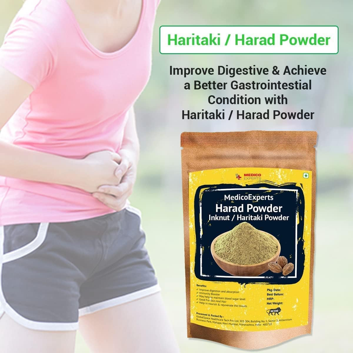 CROW Haritaki Powder Organic - 100 GMS | 100% Pure Harde Powder | Kadukkai Powder | Harad Powder | Inknut Powder for Dark Circles, Face, Skin & Healthy Digestion