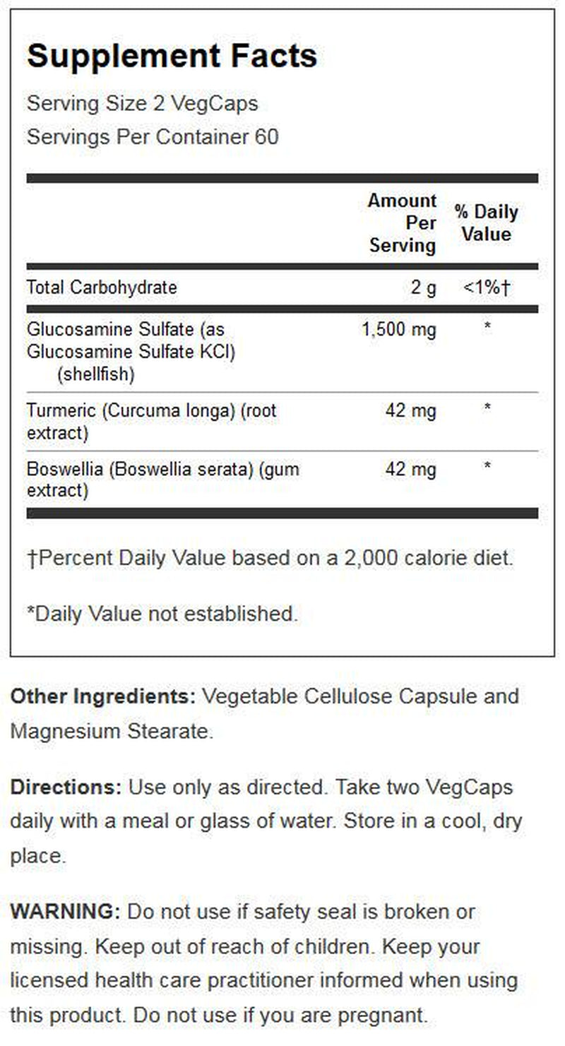Solaray Two Daily Glucosamine Sulfate 1,500 Mg 120 Veg Caps