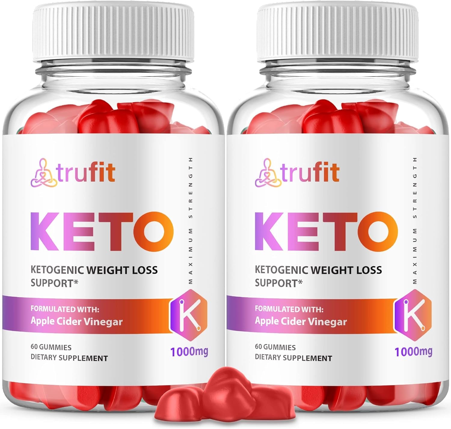 (2 Pack) Trufit Keto Gummies - Official Formula, Vegan, Non GMO - Tru Fit Keto Trufit Keto ACV Gummies with Apple Cider Vinegar, Trufit Keto AVC Pomegranate Juice, Beet Root Juice (120 Gummies)