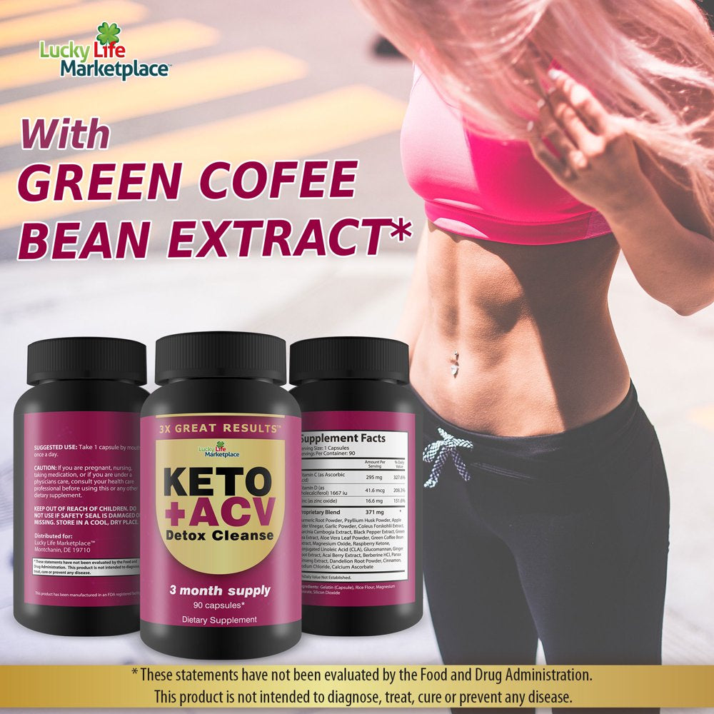 3X Great Results - Keto + ACV Detox Cleanse - Promote Healthy Weight Loss - Body Cleanse Detox - Colon Cleanse - Advanced Keto Weight Loss Formula with Fiber - Support Digestion & Immune Health