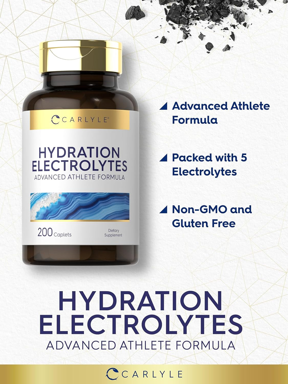 Carlyle Hydration Electrolytes | 200 Tablets | Advanced Athlete Formula | Vegetarian | Keto Friendly | Non-Gmo, Gluten Free Supplement