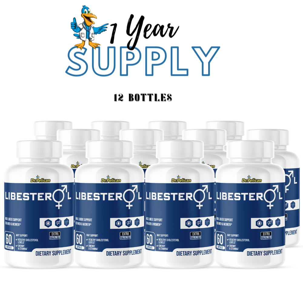 Libesterol- Male & Female Max Libido/Stamina/Cholesterol- 12 Bottles-720 Capsules-Dr. Pelican