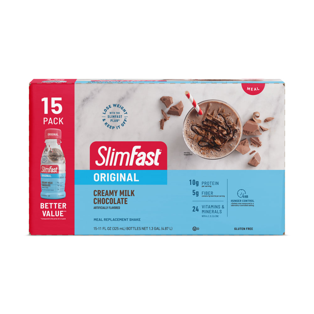 Slimfast Original Meal Replacement Shakes, Creamy Milk Chocolate, 11 Fl. Oz., 15 Ct