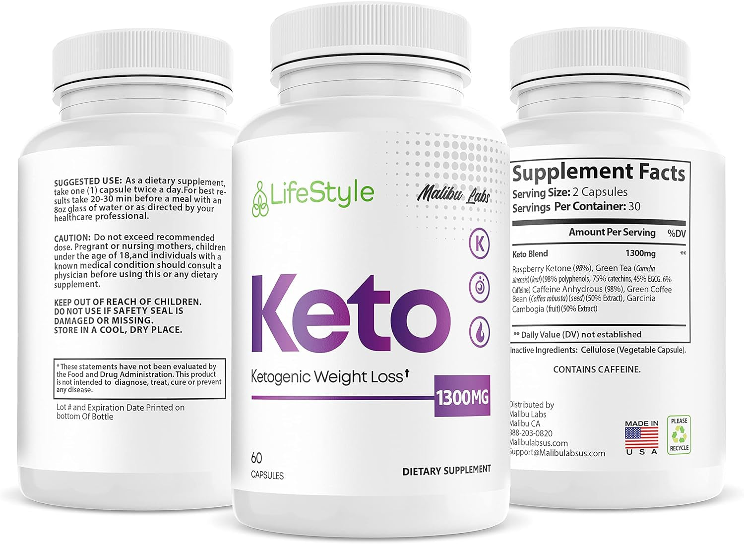 (1 Month) Lifestyle Keto, Strong Advanced Formula 1300Mg, Made in the USA, (1 Bottle Pack), 30 Day Supply