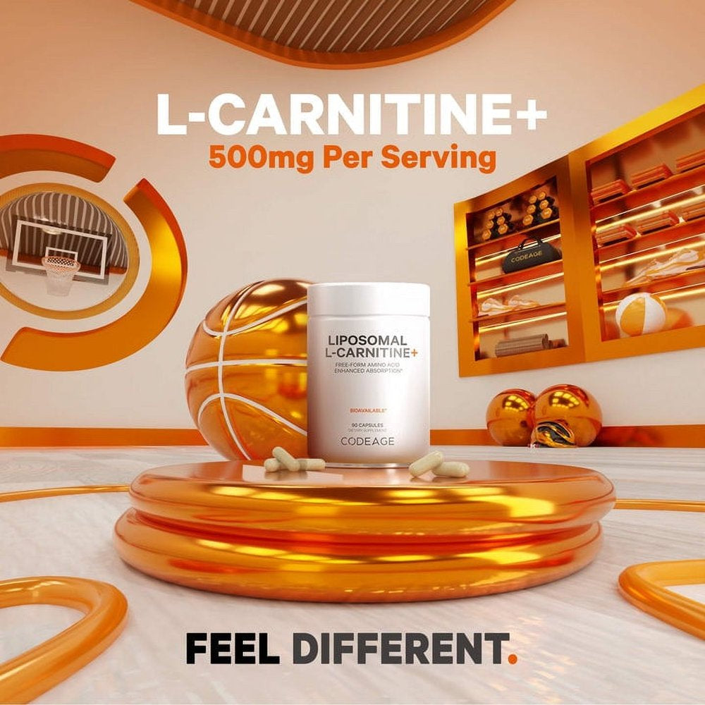 Codeage Liposomal L-Carnitine 500Mg Supplement, 3-Month Supply, Free Form Amino Acid, Non-Gmo, 90 Ct