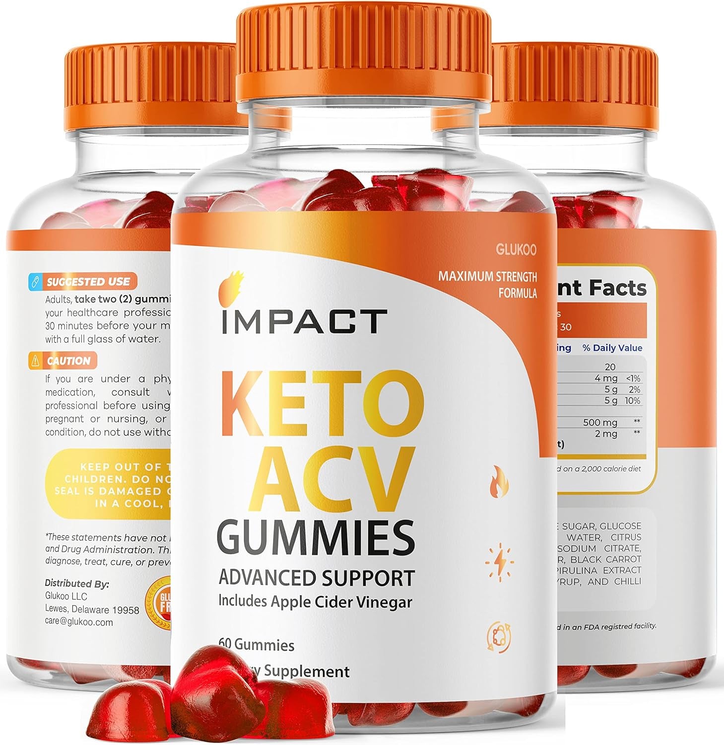 (2 Pack) Impact Keto ACV Gummies Advanced Weigth Loss - Impactketo ACV Gummys Apple Cider Vinegar, Advanced Impact Keto Apple Gummy S for Health, Impactgummies plus Appetite Gummie, Keto for 60 Days