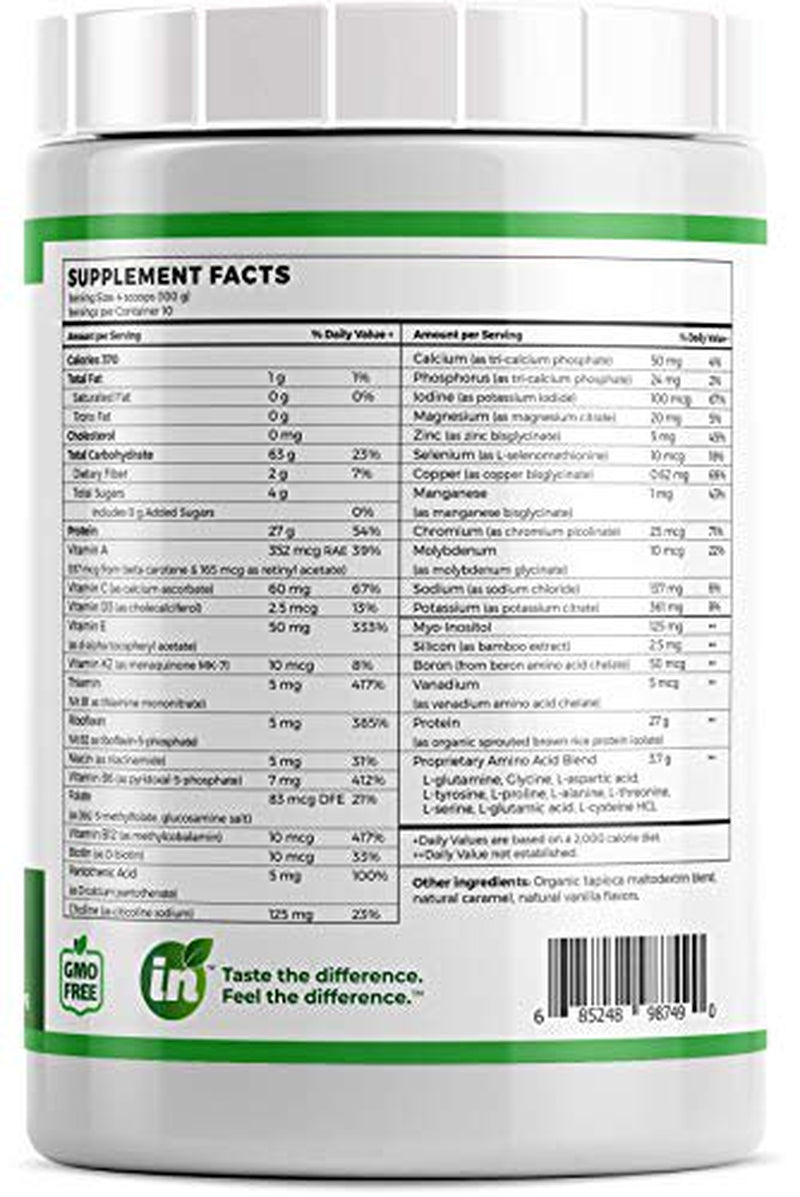 Absorb plus Vegan Isolate Protein - Diet Supplement Improved Gut Health, Nutritional Support, Natural Ingredients, Non-Gmo, Gluten-Free, Organic Sprouted Rice Protein, Unsweetened Vanilla Brûlée, 1Kg