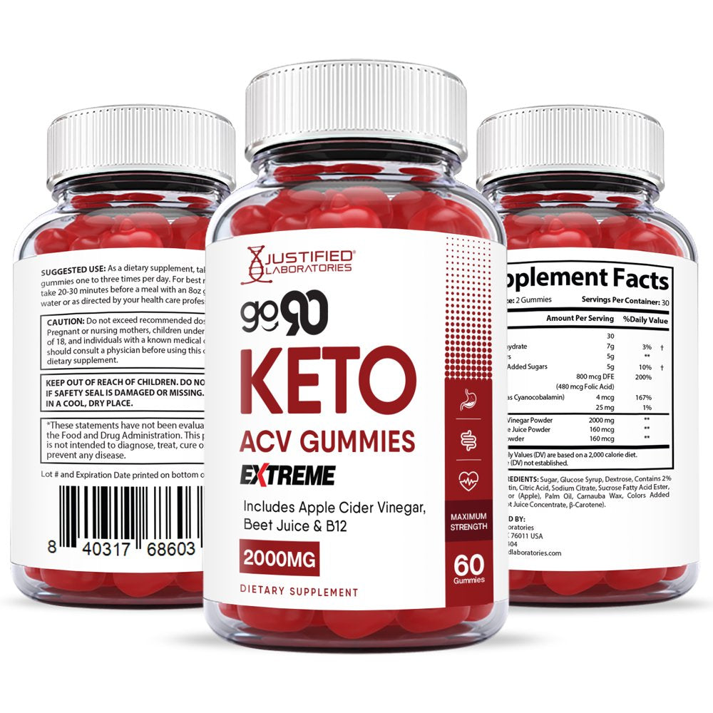 (5 Pack) Go 90 Keto Extreme ACV Gummies 2000Mg Dietary Supplement 300 Gummys