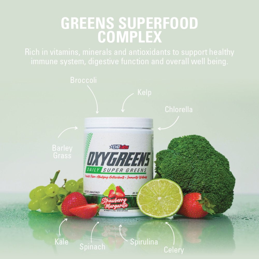 Ehplabs Oxygreens Super Greens Powder - Spirulina & Chlorella Superfood, Green Juice Powder & Greens Supplements with Prebiotic Fibre, Antioxidants & Immunity Support, 30 Serves (Pineapple)