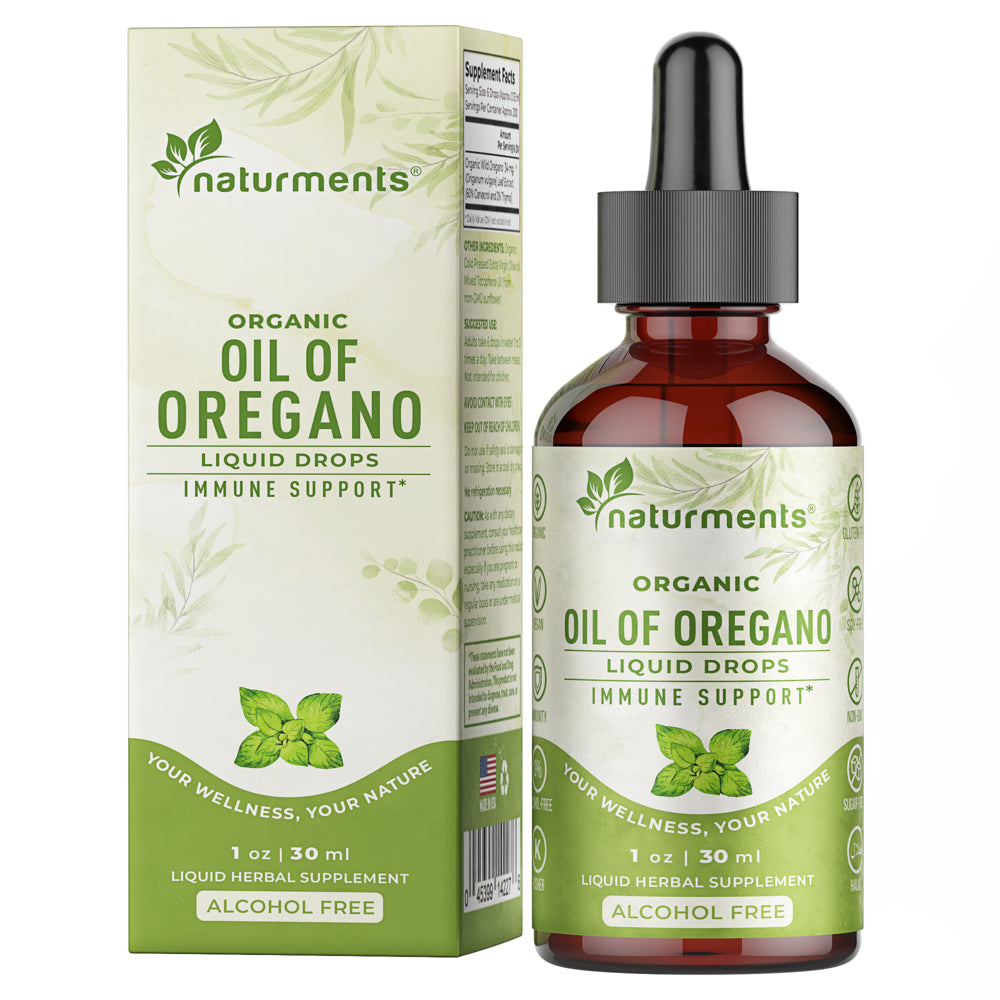 Naturments Oregano Oil Drops for Immune Support & Gut Health. Organic Wild Mediterranean Oregano Oil with Organic Extra Virgin Olive Oil - 1 Fl Oz 30 Ml