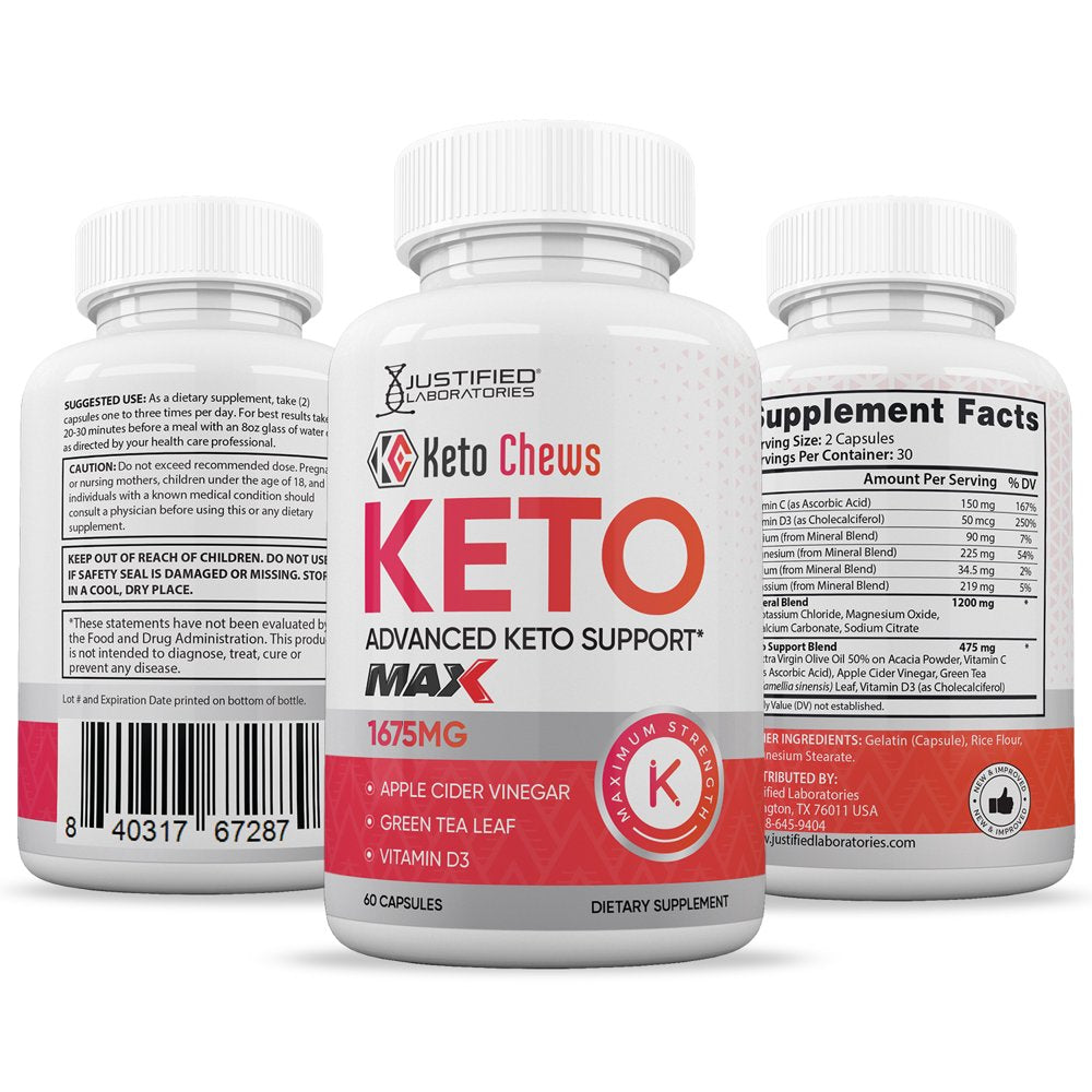 (5 Pack) Keto Chews Keto ACV MAX Pills 1675Mg Alternative to Gummies Dietary Supplement 300 Capsules