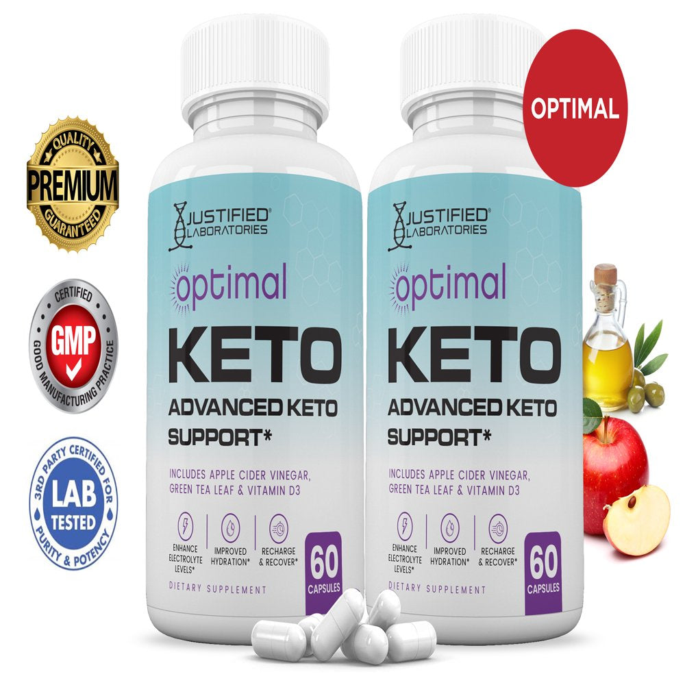 (2 Pack) Optimal Keto ACV Pills 1275Mg Alternative to Gummies Dietary Supplement 120 Capsules