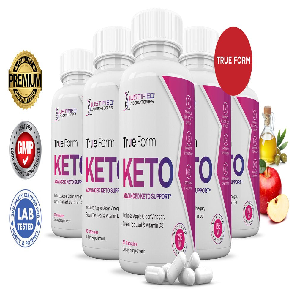 (5 Pack) True Form Keto ACV Pills 1275Mg Alternative to Gummies Dietary Supplement 300 Capsules