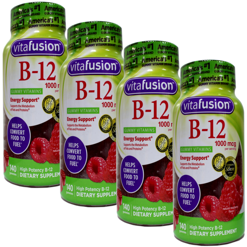 Vitafusion Vitamin B-12 1000 Mcg Gummy Supplement, 140Ct (Pack of 4)