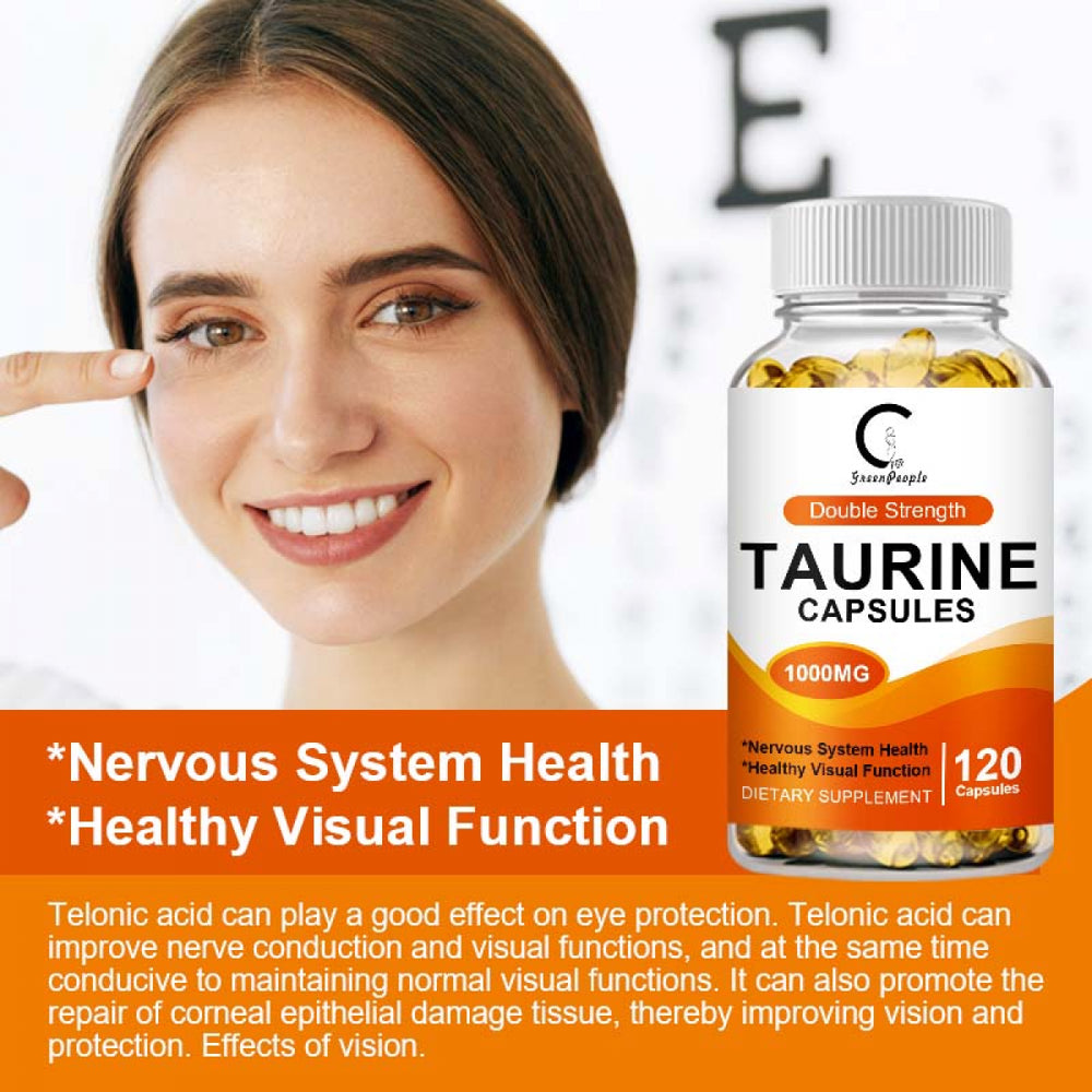 Taurine Capsules - Taurine Supplement 1000Mg - Antioxidant Amino Acid, Support for Heart & Brain Health, 120 Capsules