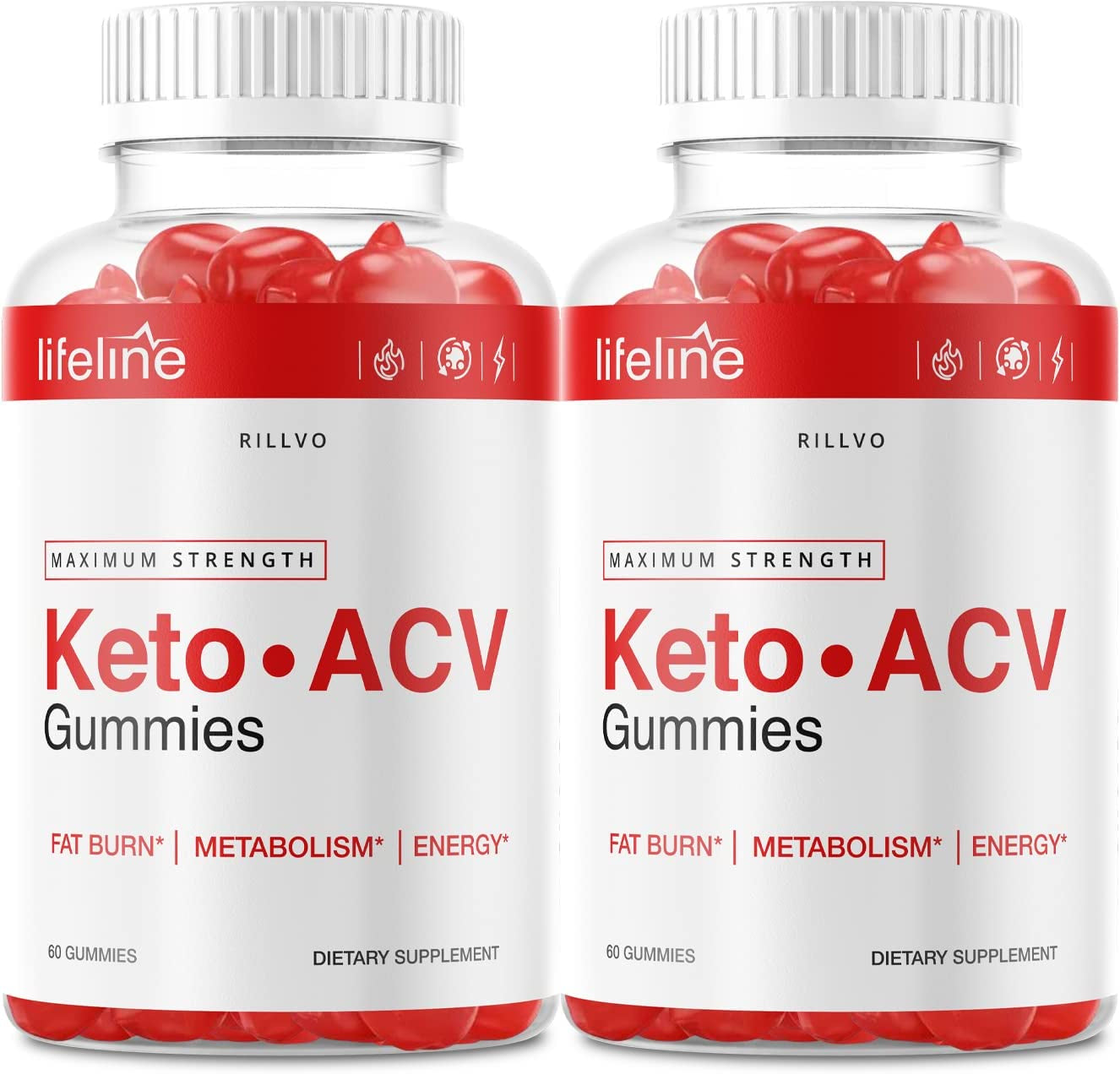 Rillvo (2 Pack) Lifeline Keto Gummies - Advanced Formula Life Line Keto ACV Gummies (120 Gummies)