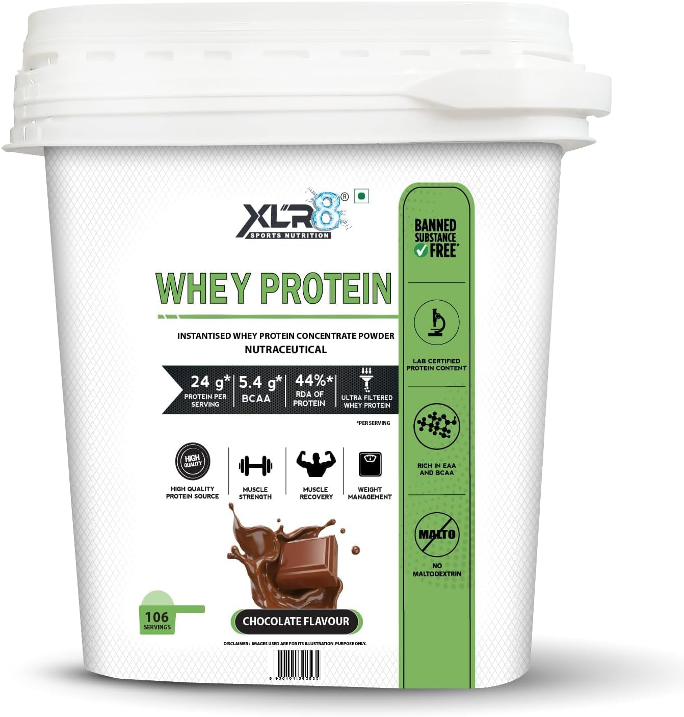 Gamium Whey Protein with 24 G Protein, 5.4 G BCAA - 8 Lbs (Chocolate Flavour) 3628 Gram