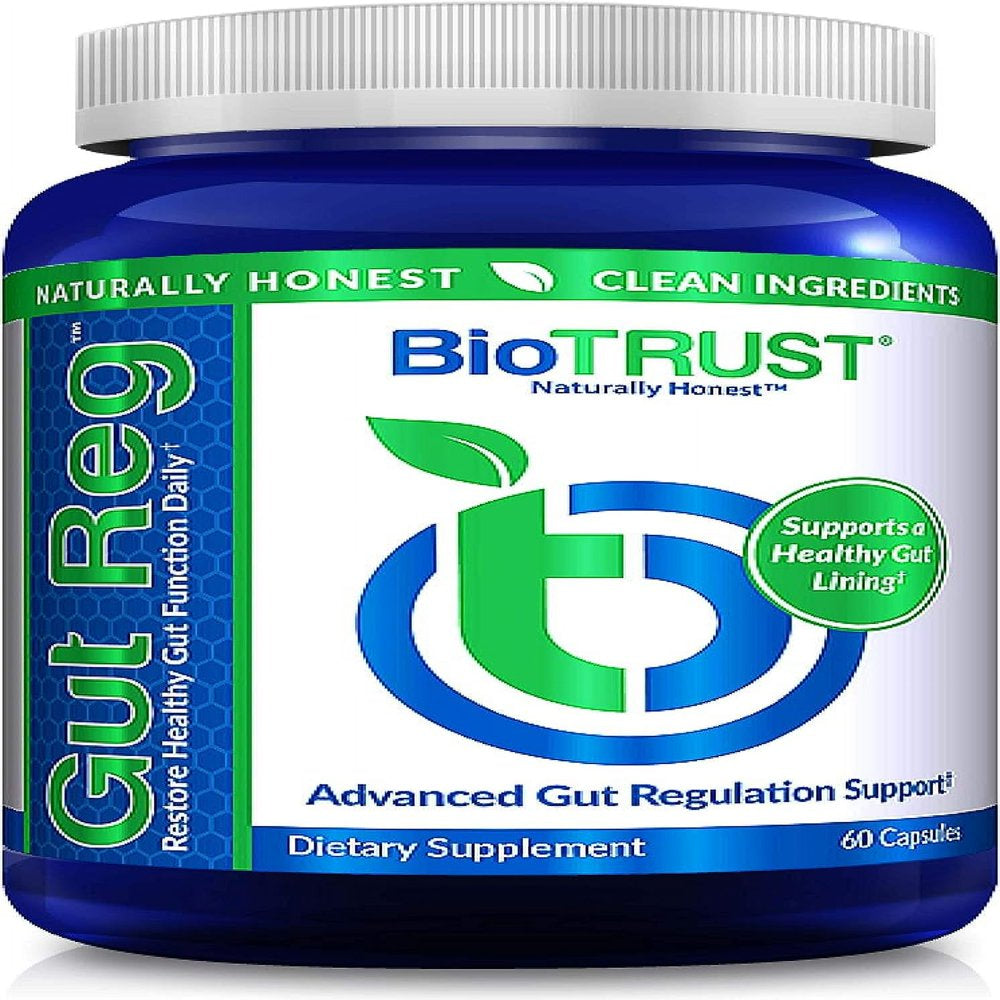 Biotrust Gut Reg Supports a Healthy Gut Lining, Helps Restore Gut Health and Helps Relieve Occasional GI Discomfort with Pepzin GI, L-Glutamine and Ginger Extract, Non-Gmo, Gluten-Free (60 Capsules)