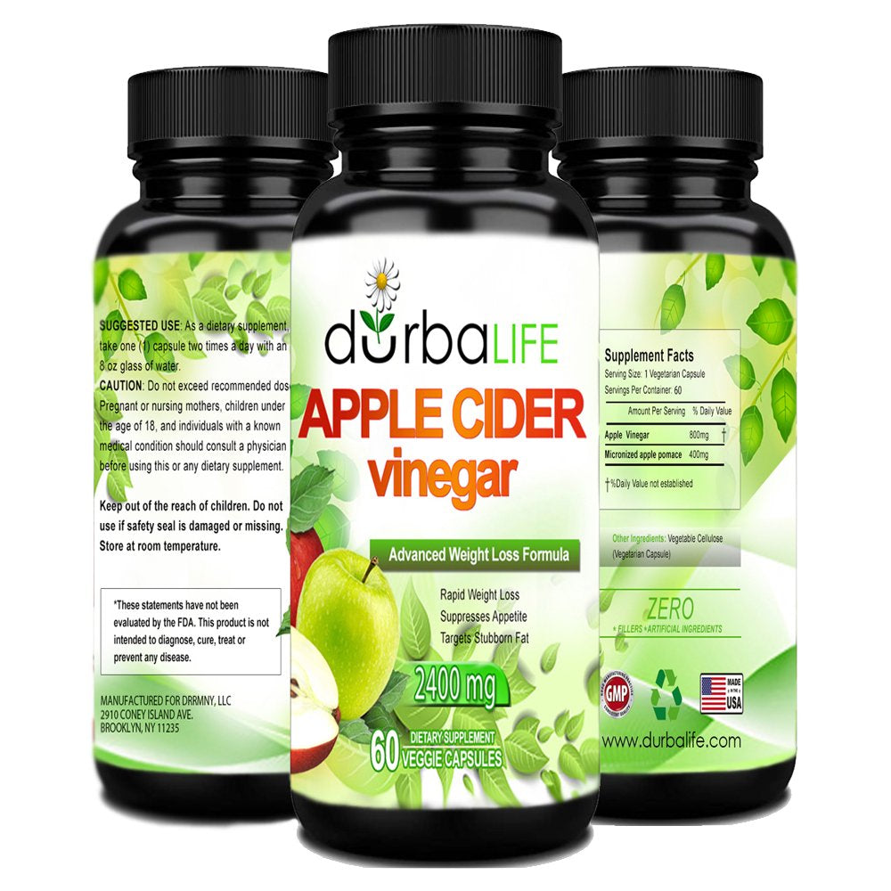 Durbalife Apple Cider Vinegar 2400Mg 180 Pills - 3 Pack Dietary Supplement