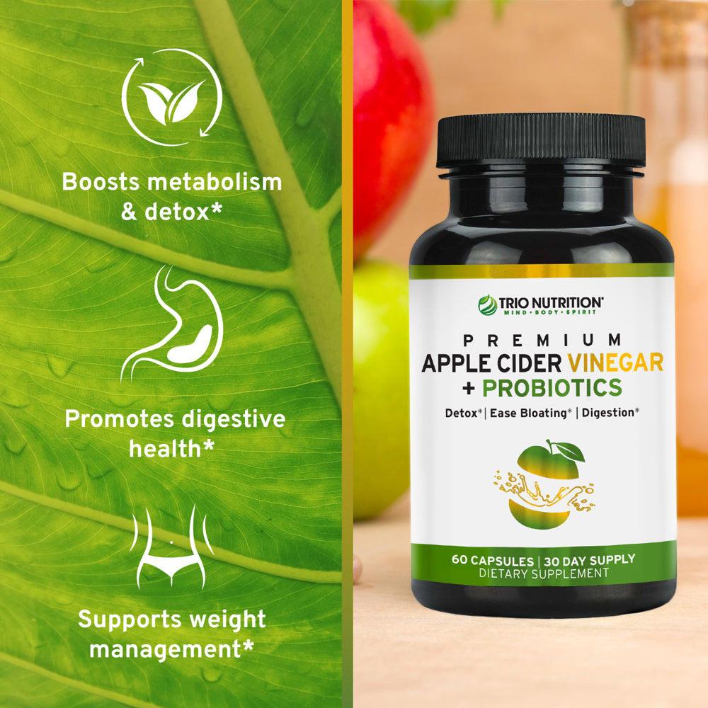 Trio Nutrition Apple Cider Vinegar Dietary Supplements | ACV with Mother