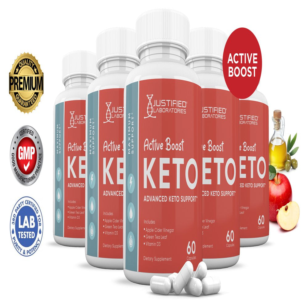 (5 Pack) Active Boost Keto ACV Pills 1275Mg Alternative to Gummies Dietary Supplement 300 Capsules