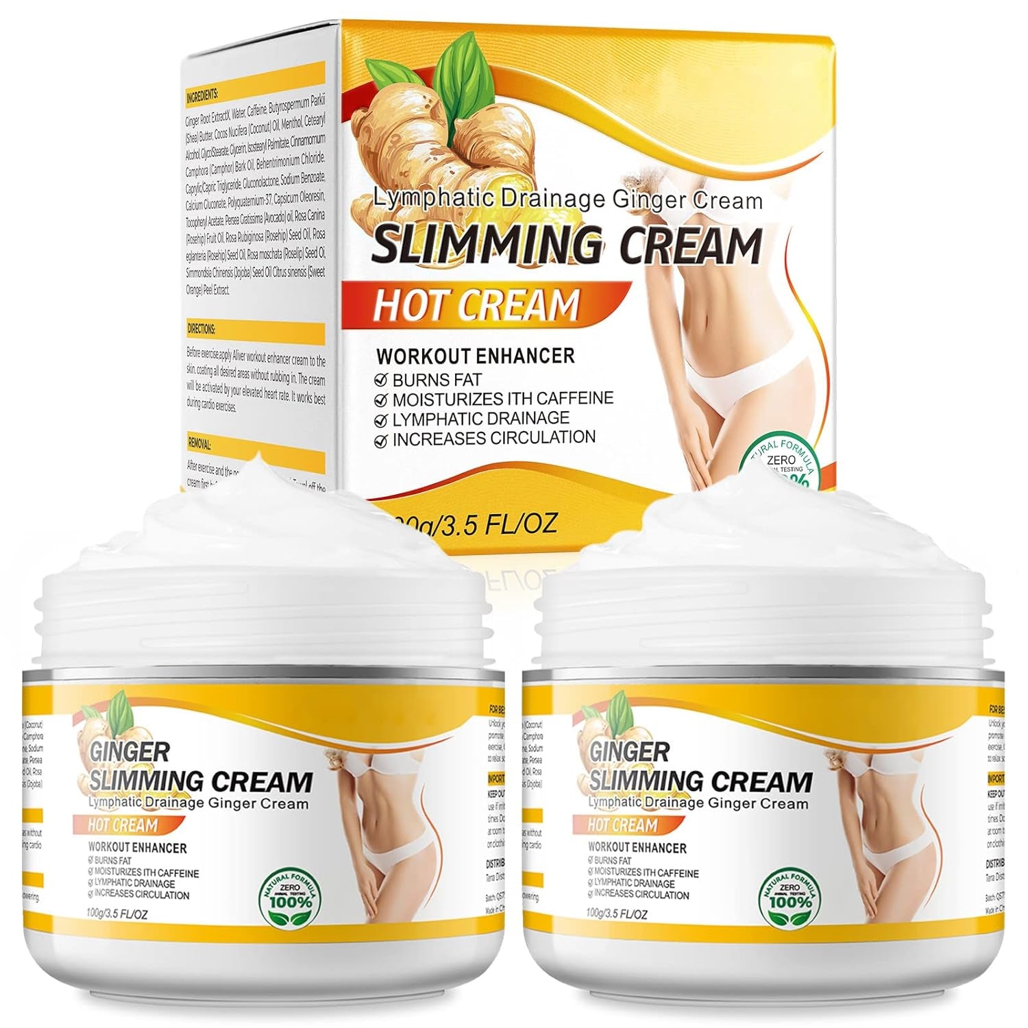 2PCS VOGSIG Ginger Slimming Cream - anti Cellulite, Fat Burning, Tightening & Moisturizing, 1Oz Each