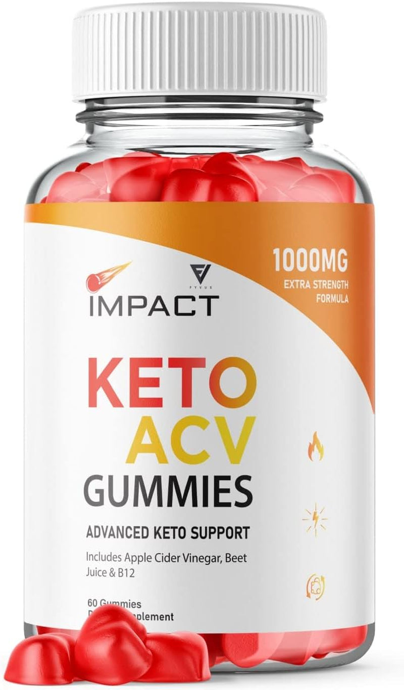 Impact Keto Gummies for Weight Loss and Belly Fat Diet Burner, AVC Keto ACV Advanced Weight Loss Gummies, Keto plus ACV Apple Cider Vinegar Appetite Supplement Lose Fast (60 Gummies)