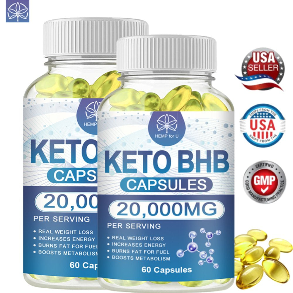 (2 Pack) HFU Brand Keto Capsules 20000MG Slimming Weight Loss Detox Cleanse Diet Supplement - 60CT