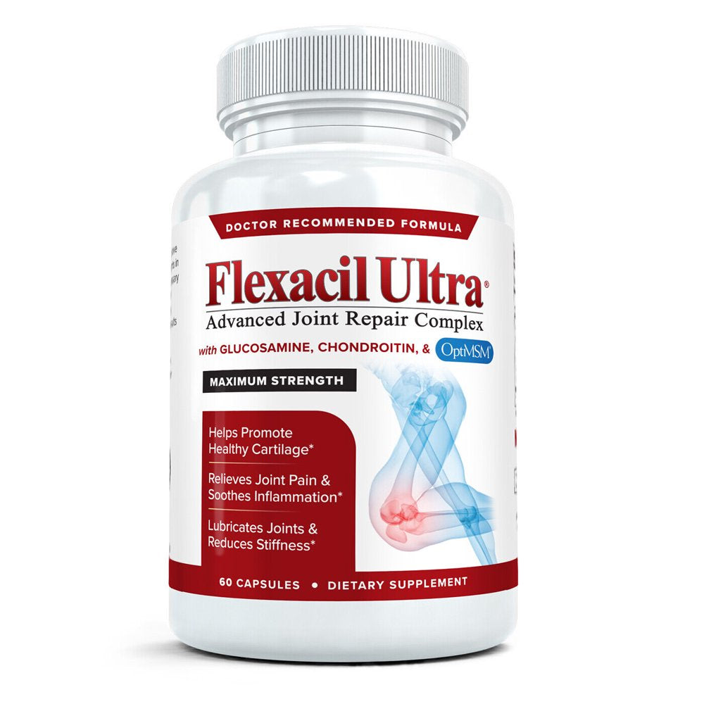 FLEXACIL ULTRA Best Joint Formula, Glucosamine Chondroitin MSM & Hyaluronic Acid 60 Capsules