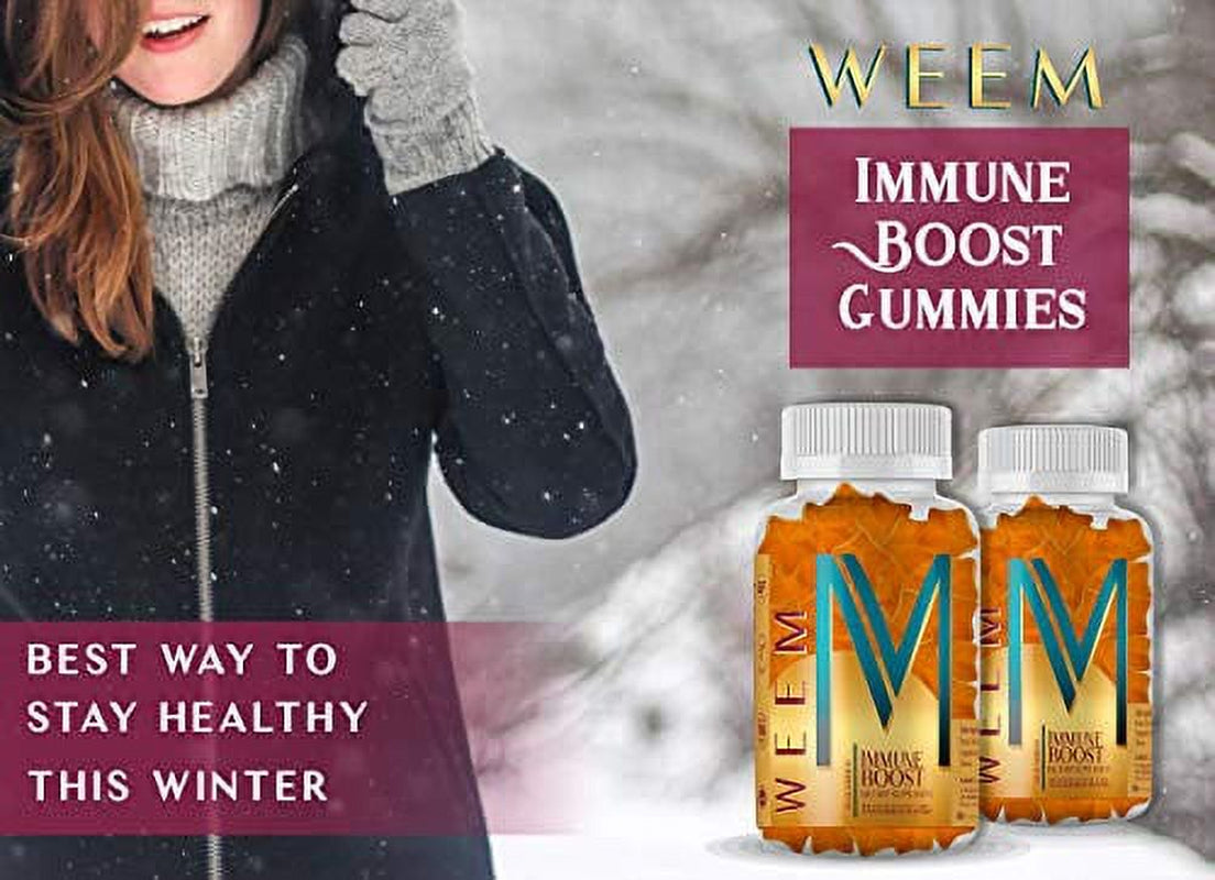 WEEM Immune Boost Gummies -Elderberry - Zinc - Vitamin C - Health System Support - Alternative to Pills, Gluten-Free, Natural Supplement for Kids and Adults