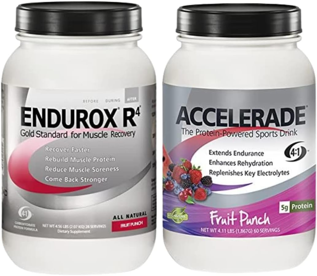 Pacifichealth Endurox R4 4.56 Lb and Accelerade 4.11 Lb Bundle, Workout Recovery, Hydration Drink (Fruit Punch Multipack)