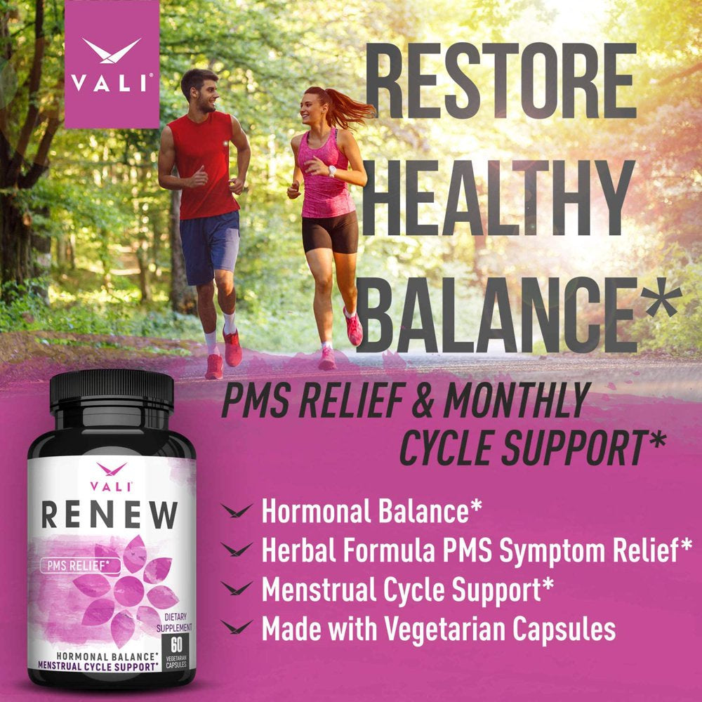 VALI Renew PMS Relief & Menstrual Cycle Support Supplement, 60 Veggie Capsules