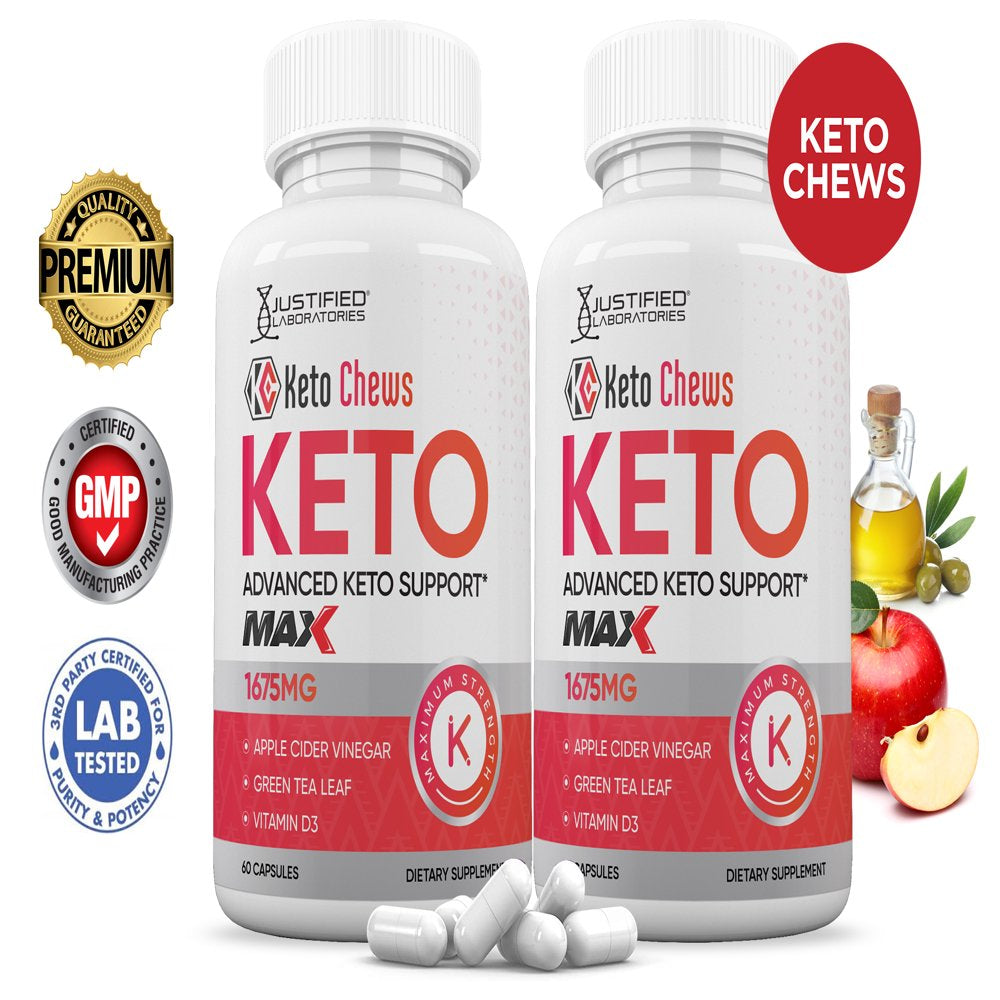 (2 Pack) Keto Chews Keto ACV MAX Pills 1675Mg Alternative to Gummies Dietary Supplement 120 Capsules