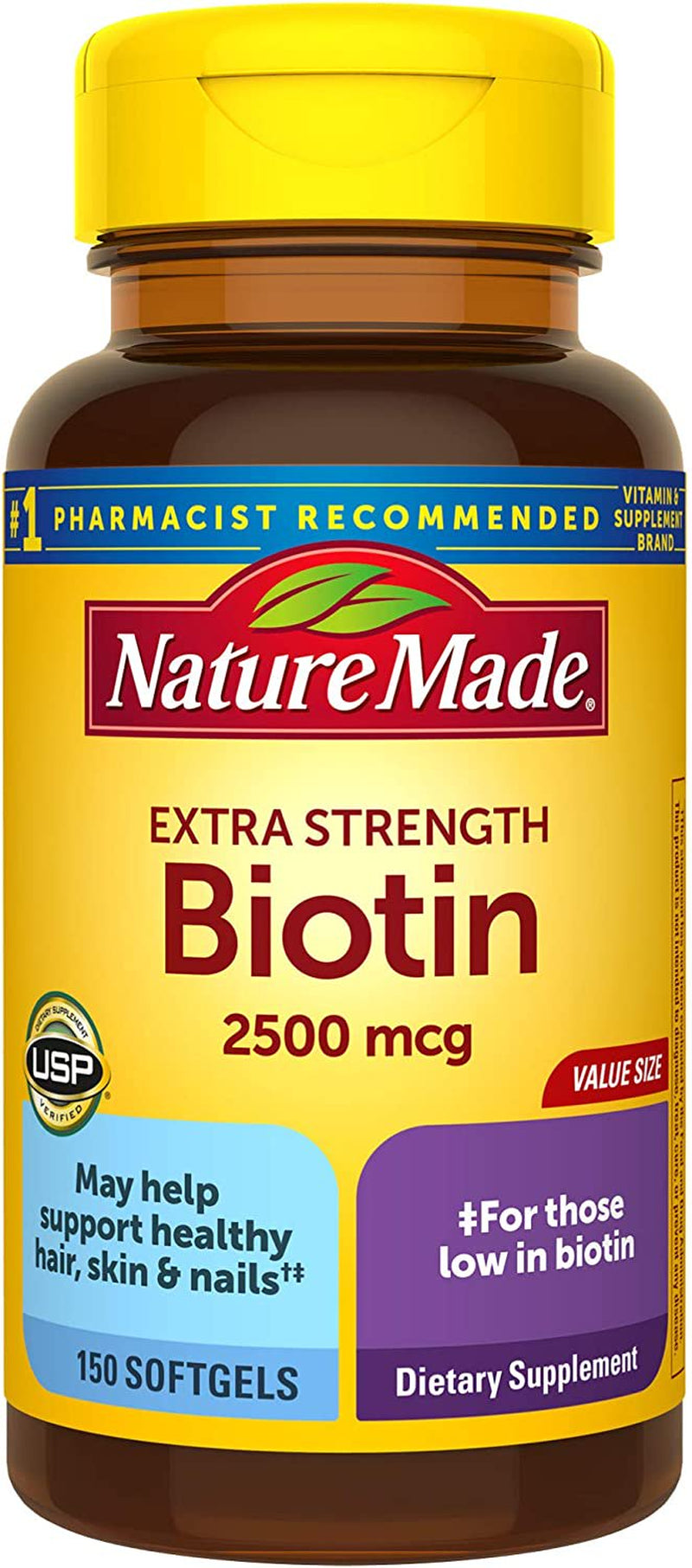 Strength Biotin 2500 Mcg, Dietary Supplement for Healthy Hair, Skin & Nail Support, 150 Softgels, 150 Day Supply