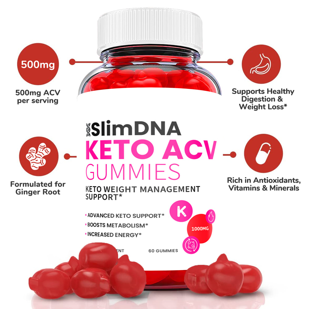 (1 Pack) Slim DNA Keto ACV Gummies - Supplement for Weight Loss - Energy & Focus Boosting Dietary Supplements for Weight Management & Metabolism - Fat Burn - 60 Gummies