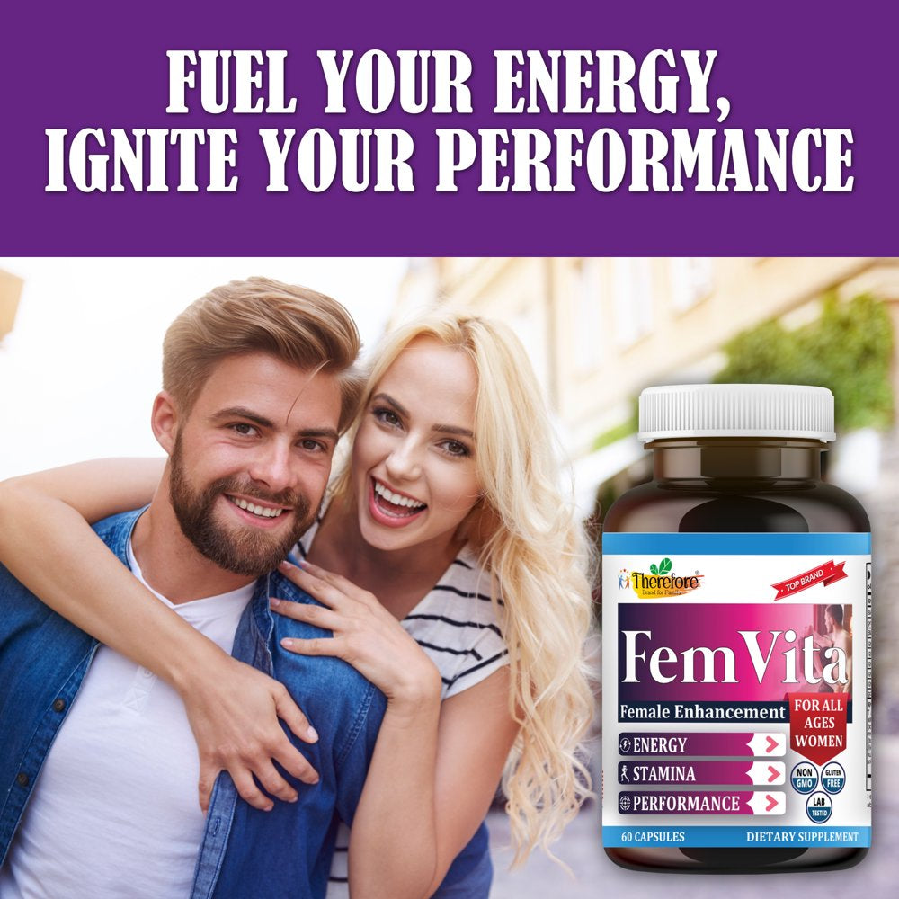 Femvita Energy Booster Supplements for Women, Desire & Excitement, Vitamin Supplement Energy & Strength 60Ct by Therefore