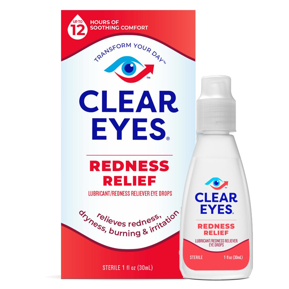 Clear Eyes Redness Eye Relief Lubricant Eye Drops, 1.0 Fl Oz